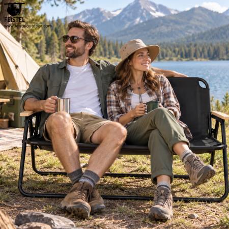 2 Person Outdoor Camping Chair for Couples – Folding 2 Seater Camping Loveseat, 7075 Aluminum Frame, 600D Oxford, 250kg Capacity 