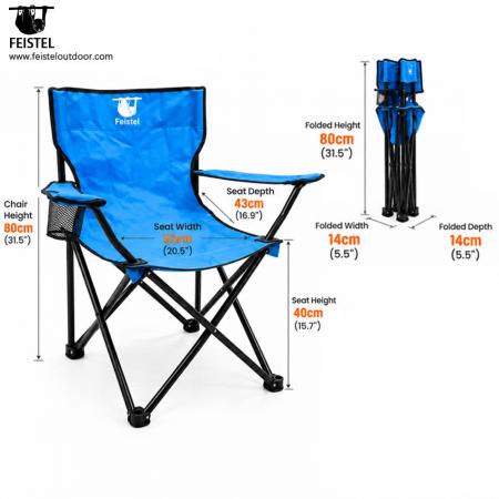 Folding Outdoor Camping Chair with Armrest – 1.8kg Lightweight Steel Frame Chair, 600D Oxford + PE Coating, 120kg Capacity 