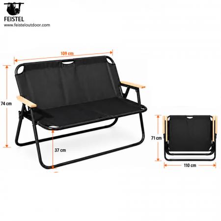 2 Person Outdoor Camping Chair for Couples – Folding 2 Seater Camping Loveseat, 7075 Aluminum Frame, 600D Oxford, 250kg Capacity 