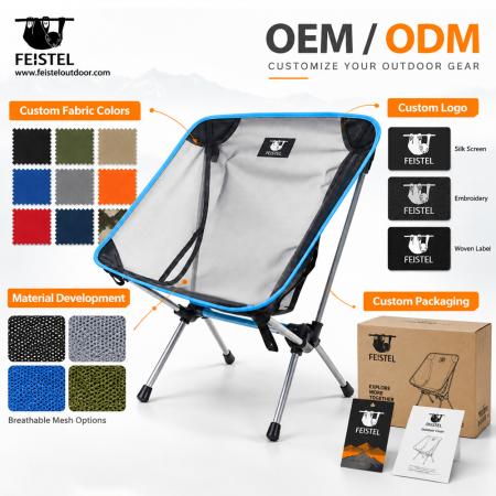 Mesh Back Camping Chair – Compact 7075 Aluminum Outdoor Chair, 600D Polyester + Breathable Mesh, 54 × 52 × 67cm 
