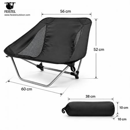 Camping Chair Without Traditional Legs – 850g Ultralight Low-Profile Backpacking Chair, 7075 Aluminum Frame, 600D Oxford, 120kg Capacity 