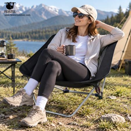 Camping Chair Without Traditional Legs – 850g Ultralight Low-Profile Backpacking Chair, 7075 Aluminum Frame, 600D Oxford, 120kg Capacity 