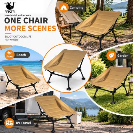 Adjustable Folding Camping Lounge Chair 7075 Aluminum Outdoor Lounger, 600D Polyester + Mesh, 3.2kg, 150kg Capacity 