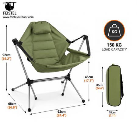 Folding Camping Rocking Chair – 7075 Aluminum Outdoor Rocker, 600D Polyester, 4kg 
