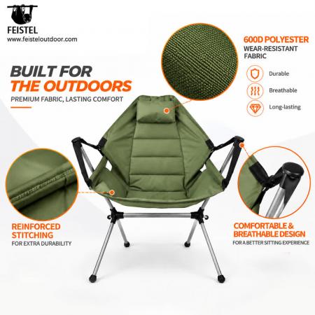 Folding Camping Rocking Chair – 7075 Aluminum Outdoor Rocker, 600D Polyester, 4kg 