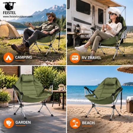 Folding Camping Rocking Chair – 7075 Aluminum Outdoor Rocker, 600D Polyester, 4kg 