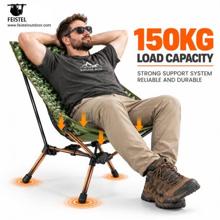 Lightweight High Back Camping Chair – 7075 Aluminum, 1.90kg, Compact 42cm Pack 