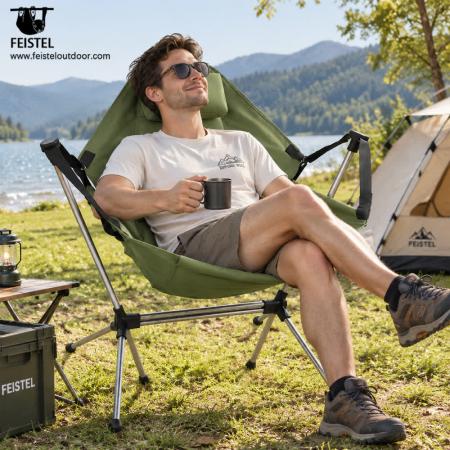 Folding Camping Rocking Chair – 7075 Aluminum Outdoor Rocker, 600D Polyester, 4kg 