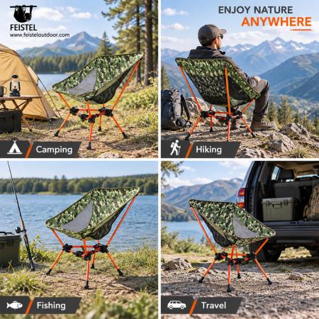 Lightweight Foldable Camping Chair – 7075 Aluminum, 600D 88T Oxford, 150kg Capacity 