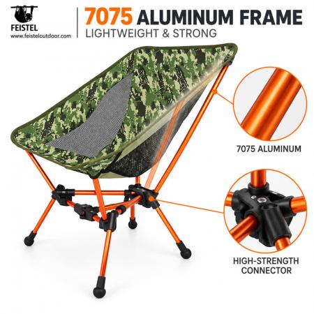 Lightweight Foldable Camping Chair – 7075 Aluminum, 600D 88T Oxford, 150kg Capacity 