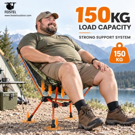 Lightweight Foldable Camping Chair – 7075 Aluminum, 600D 88T Oxford, 150kg Capacity 