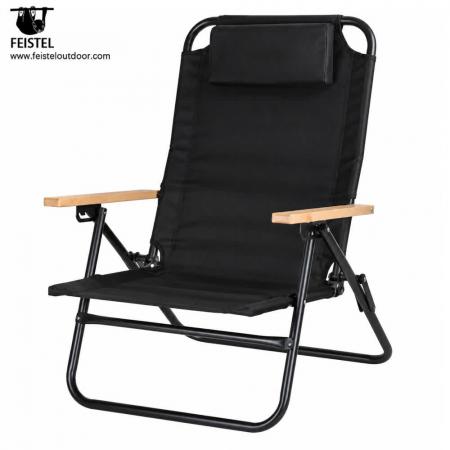 Reclining Camping Chair – 350lb Folding Beach Recliner, 600D PVC Oxford, Φ24mm Steel Frame 