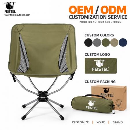 Folding Swivel Camping Chair – 1.3kg Portable Rotating Outdoor Chair, 150kg Capacity 