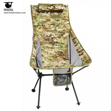 Lightweight High Back Folding Camping Chair with Pillow – 2.8lb, 150kg Capacity, 47cm Seat Height 