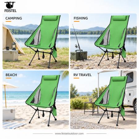 Ultralight High Back Camping Chair – 1.35kg, 150kg Capacity, 45.5cm Seat Height & Compact 46cm Pack 