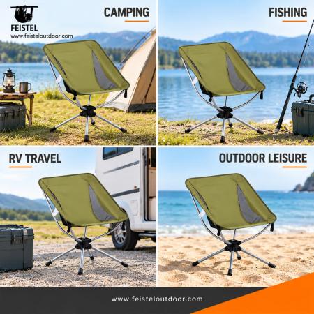Folding Swivel Camping Chair – 1.3kg Portable Rotating Outdoor Chair, 150kg Capacity 