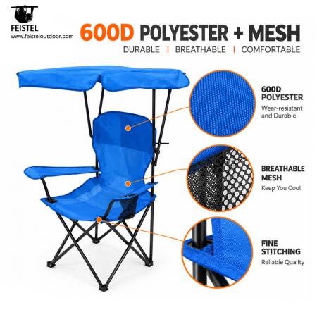 Lightweight Foldable Canopy Camping Chair – 7075 Aluminum, Cup Holder, 600D Mesh, 1.42kg 