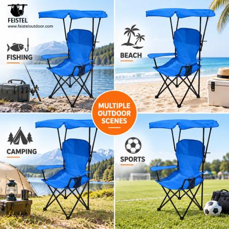 Lightweight Foldable Canopy Camping Chair – 7075 Aluminum, Cup Holder, 600D Mesh, 1.42kg 