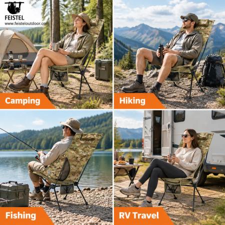 Lightweight High Back Folding Camping Chair with Pillow – 2.8lb, 150kg Capacity, 47cm Seat Height 