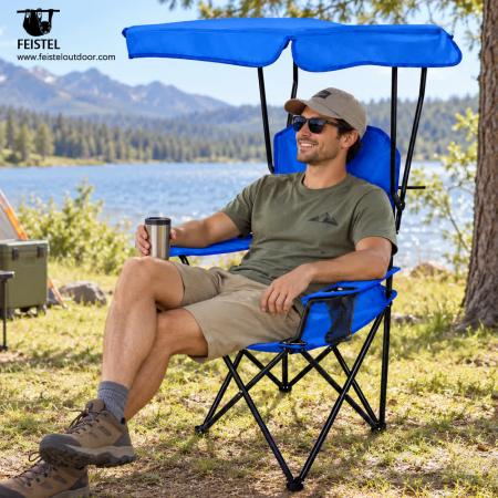 Lightweight Foldable Canopy Camping Chair – 7075 Aluminum, Cup Holder, 600D Mesh, 1.42kg 
