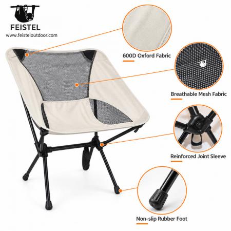 Lightweight Foldable Camping Chair – 1.48kg Portable Collapsible Chair, 150kg Capacity & 37cm Pack 