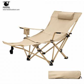 Foldable Camping Lounge Chair with Footrest & Pillow