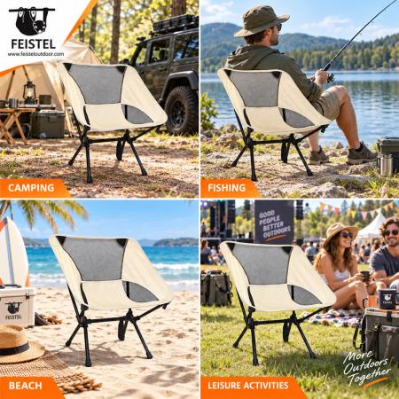 Lightweight Foldable Camping Chair – 1.48kg Portable Collapsible Chair, 150kg Capacity & 37cm Pack 