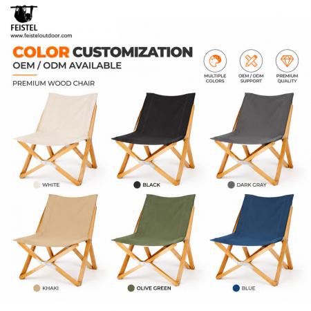 Folding Wood Camping Chair – 52×53×90cm Wooden Frame Seat, 4.2kg, 104kg Capacity 