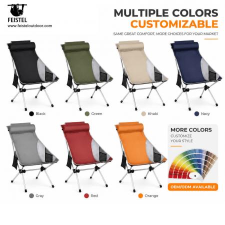 High Back Folding Camping Chair with Headrest – 1.5kg, 150kg Capacity & 17×6in Compact Pack 