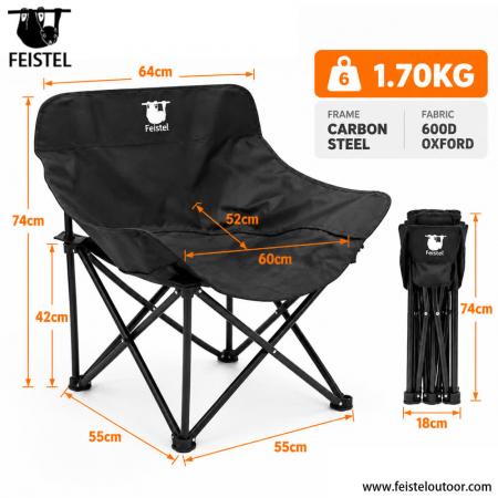 Portable Outdoor Camping Chair – 1.70kg Foldable Carbon Steel Frame, 600D Oxford Seat 