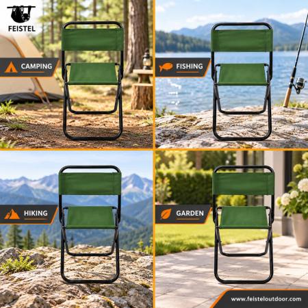 Compact Folding Camping Fishing Chair – Aluminum Frame, 600D Oxford, 225lb Capacity, 3 Size Options 