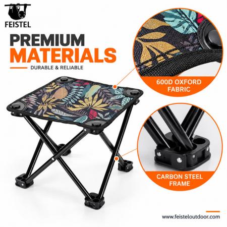 Mini Folding Camping Stool – 0.4kg Carbon Steel Portable Seat, 150kg Capacity, 600D Oxford 