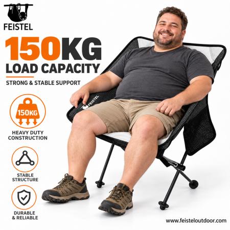 Foldable Outdoor Camping Chair – 1kg 7075 Aluminum Frame, Mesh Back & 40×14cm Compact Pack 
