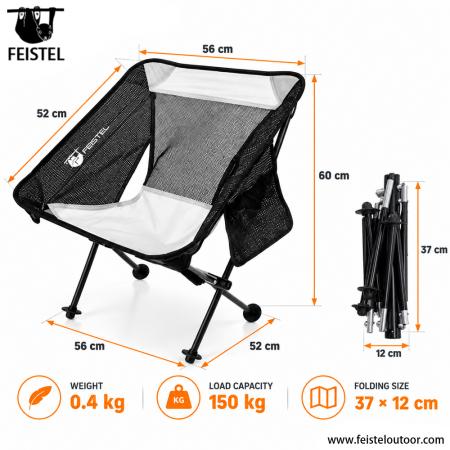 Foldable Outdoor Camping Chair – 1kg 7075 Aluminum Frame, Mesh Back & 40×14cm Compact Pack 