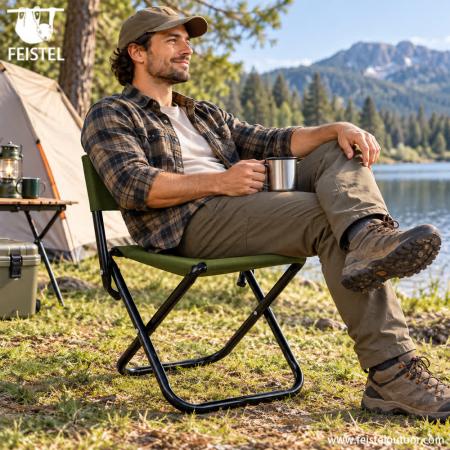 Compact Folding Camping Fishing Chair – Aluminum Frame, 600D Oxford, 225lb Capacity, 3 Size Options 