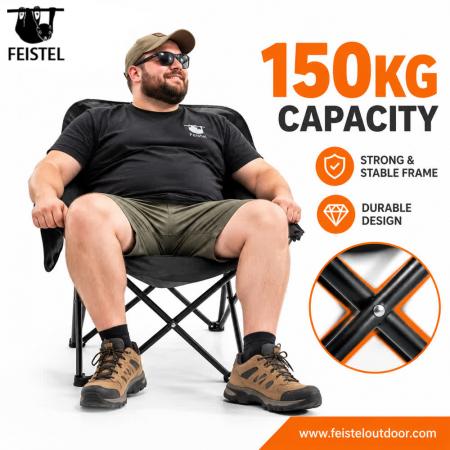 Portable Outdoor Camping Chair – 1.70kg Foldable Carbon Steel Frame, 600D Oxford Seat 