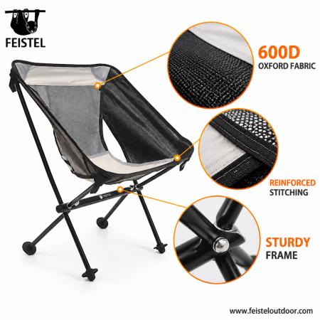 Foldable Outdoor Camping Chair – 1kg 7075 Aluminum Frame, Mesh Back & 40×14cm Compact Pack 