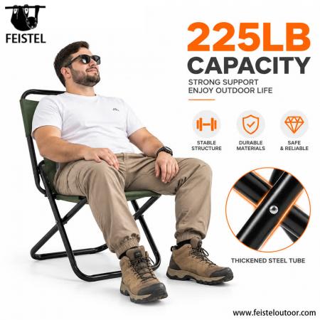 Compact Folding Camping Fishing Chair – Aluminum Frame, 600D Oxford, 225lb Capacity, 3 Size Options 