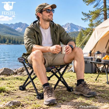 Mini Folding Camping Stool – 0.4kg Carbon Steel Portable Seat, 150kg Capacity, 600D Oxford 