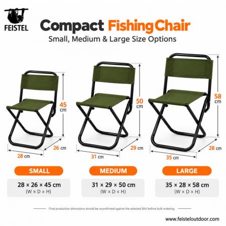 Compact Folding Camping Fishing Chair – Aluminum Frame, 600D Oxford, 225lb Capacity, 3 Size Options 