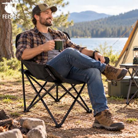 Portable Outdoor Camping Chair – 1.70kg Foldable Carbon Steel Frame, 600D Oxford Seat 