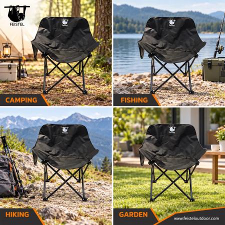 Portable Outdoor Camping Chair – 1.70kg Foldable Carbon Steel Frame, 600D Oxford Seat 