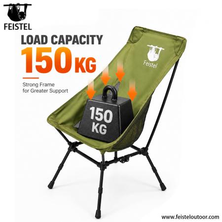 Car Camping Chair – 1.55kg Adjustable High Back, 7075 Aluminum, 35×13cm Compact Pack 