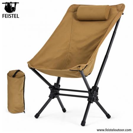 High Back Folding Camping Chair with Backrest – 7075 Aluminum, 2.6kg, 48×16cm Compact Pack 