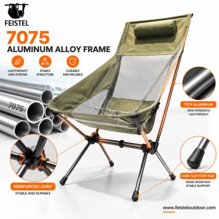 Extra Wide High Back Camping Chair – 7075 Aluminum, Breathable Mesh, 150kg Capacity 