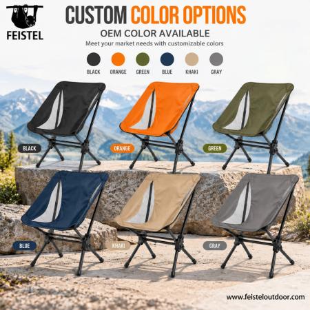 Compact Fold Up Camping Chair – 7075 Aluminum Collapsible Folding Camping Chair, 600D Oxford, 1.9kg, 120kg Capacity 
