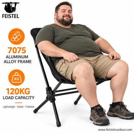 Compact Fold Up Camping Chair – 7075 Aluminum Collapsible Folding Camping Chair, 600D Oxford, 1.9kg, 120kg Capacity 