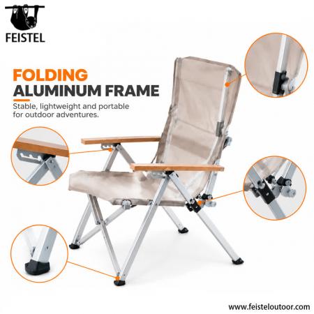 Adjustable Back Camping Chair with Folding Aluminum Frame – Portable Outdoor Chair for Camping, Hiking and Travel 