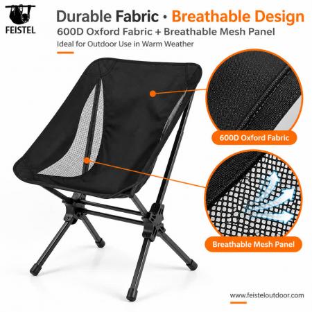 Compact Fold Up Camping Chair – 7075 Aluminum Collapsible Folding Camping Chair, 600D Oxford, 1.9kg, 120kg Capacity 