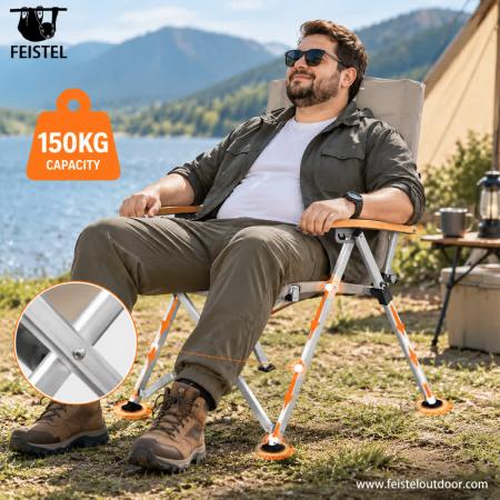 Adjustable Back Camping Chair with Folding Aluminum Frame – Portable Outdoor Chair for Camping, Hiking and Travel 